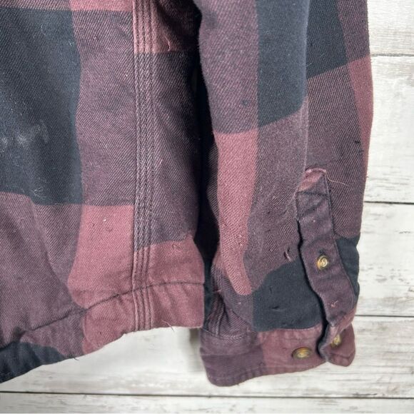 Carhartt Grunge Rugged Flex Fleece Lined Flannel Shirt Purple Plaid M (8/10) - Picture 12 of 15